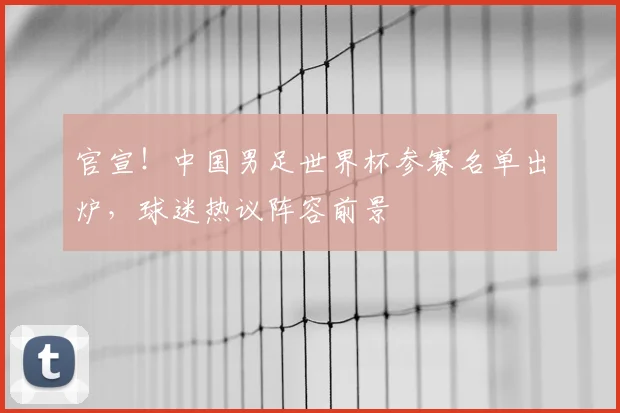 官宣！中国男足世界杯参赛名单出炉，球迷热议阵容前景